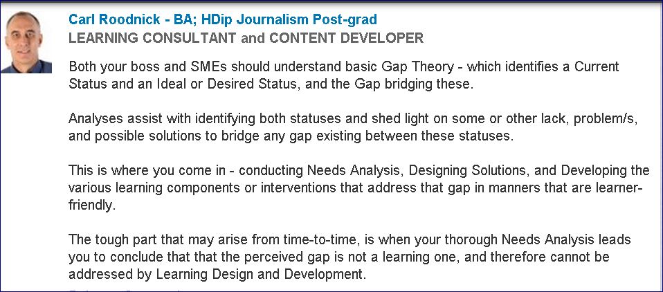 I = Instructional Designer